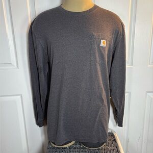 Carhartt Men's Grey Long Sleeve Tee With Pocket